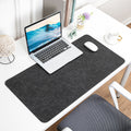 NOIRDEN premium black leather desk mat with laptop and mouse on a clean white desk
