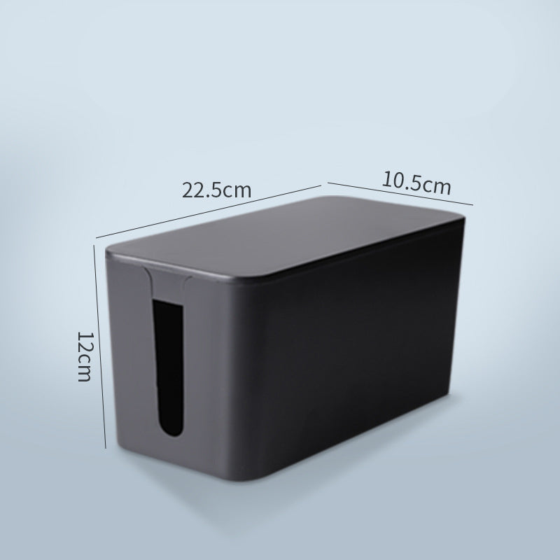 NOIRDEN Signature Cable Box in black, small size, with dimensions labeled: 22.5cm x 10.5cm x 12cm