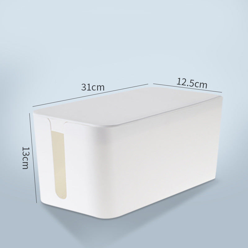 NOIRDEN Signature Cable Box in white, large size, with dimensions labeled: 31cm x 12.5cm x 13cm